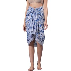 Hand Block Print Swimsuit Beach Sarong Cover Ups for Swimwear Women Pareo Bikini Wrap Skirt