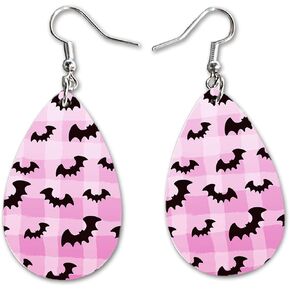 Halloween Fall Dangle Earrings Set | Cute Girls Womens Jewelry Earings | Double Sided Print | Holiday Gifts | Trick Or Treat Pumpkin Bats Accessories