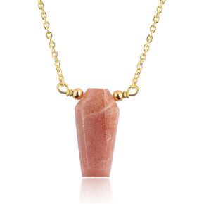 Black Onyx Necklace, Healing Crystal Faceted Pear brolite Gemstone Pendant Necklaces, Natural Spiritual Reiki Stone Jewelry for Women Girls Girlfriend