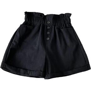 QZH.DUAO Girls Casual Baggy Trendy Short Pants High Waist Wide Leg Comfy Shorts, US 3-14 Years