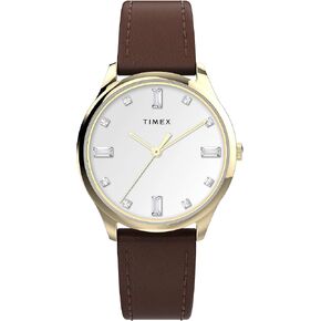 ساعة Timex Easy Reader للسيدات بسوار جلدي مقاس 25 مم ونافذة التاريخ in Kuwait