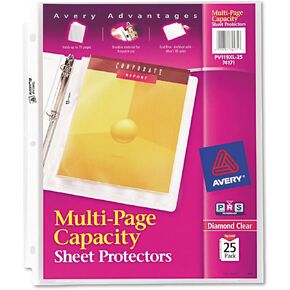 Avery 74171 Sheet Protectors, Top Load, 11-Inch x8-1/2-Inch, 25/PK, Diamond Clear