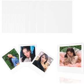 Baskiss 50 Pack Kpop Polaroid Sleeves, Ultra Clear and Ultra Thick Sleeve 200 Microns Protectors Cover, Perfect for Kpop Standard 88x108 mm Square Polaroid, Unsealable (50P - 92x110mm)