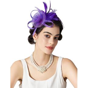 SWEETV Tulle Fascinators for Women, Tea Party Hats for Kentucky Derby, Cocktail, Wedding, Fancy Dress Party