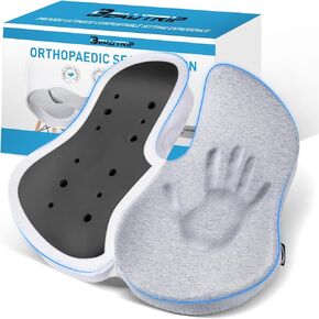 BEAUTRIP Seat Cushion & Lumbar Support Pillow for Office Chair, Car & Wheelchair - Ergonomic Coccyx Cushion for Tailbone, Sciatica & Back Pain Relief - Extra-dense Charcoal Memory Foam Chair Cushions