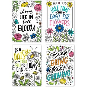 CTP Bright Blooms 4-Poster Pack for Spring & Floral Classroom Theme (Creative Teaching Press 10686)