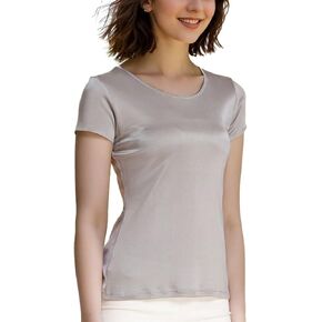 Womens Mulberry Silk T Shirts Basic Crewneck Short sleeve Tee Tops Blouse Summer Casual Solid Tshirts