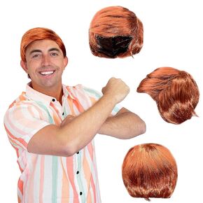 Watt's Wigs - Blonde Beach Dude Wig - Short Synthetic Layered Bleach Blond Doll Costume Hair for Men with Adjustable Wig Cap