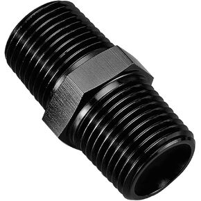 Black Aluminum Anodized Sensor Coupler Straight 1/8" NPT Male to 1/8" NPT Male Thread Coupling Equal Hose Fitting Adapter (1/8" NPT)