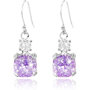 925 Sterling Silver Hypoallergenic Zirconia Earrings for Women,Simulated Diamond Pendant Fashion Earrings, Birthday Gift for Mom, Wife, Daughter, Personalized Jewelry