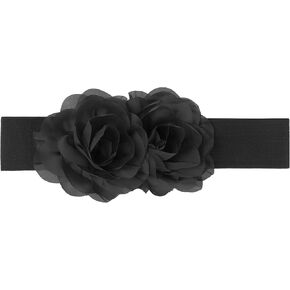 Women's Big Double-Flower Stretchy Belt, Elastic Wide Chunky Waistband Belts for Dress