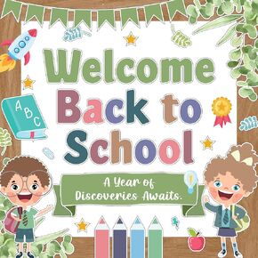 Decorably 87 Pcs Back to School Bulletin Board Decorations with Borders - Bulletin Board Welcome, Welcome Bulletin Board Set, Welcome Bulletin Board Decorations, Back to School Bulletin Board Set