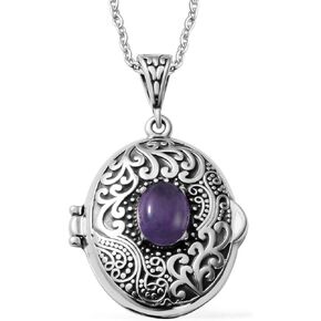 SHOP LC Multi Gemstone Picture Locket Necklace for Women Customized Photo Jewelry Memory Personalized Gifts for Women Stainless Steel Chain 24'' Birthday Gifts