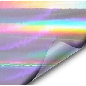 VViViD Silver Holographic SuperCast Chrome Vinyl Wrap Rainbow Finish Roll DIY Air-Release Adhesive Film 1ft x 5ft