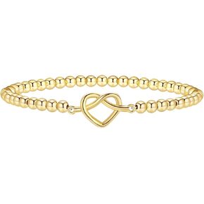 Gold Bracelets for Women 14K Gold Beaded Bracelets Stackable Bracelets for Women Gold Charm Bracelet Non Tarnish Gold Jewelry for Women Trendy
