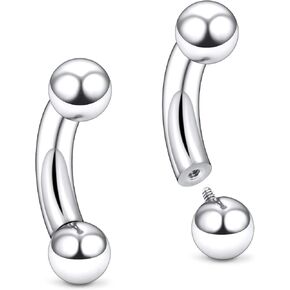 20G 18G 16G 14G 12G 8G 6G 4G 2G Astm F136 Titanium Internal Thread Eyebrow Piercing Jewelry Curved Barbell Vertical Labret Lip Daith Rook Earrings Navel Belly Button Ring Piercing Jewelry