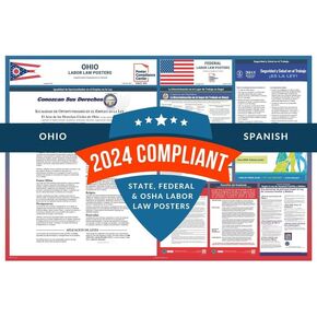Labor Law Posters 2024 - Arizona Labor Law Poster State, Federal, OSHA Compliant, Accurate & Up to Date, Includes June Updates, Laminated Labor Law Poster 2024 Arizona, 36"w x 24"h (English)