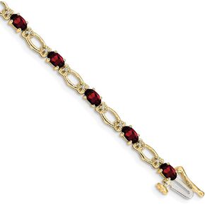 Avariah 14k Yellow Gold Diamond and Garnet Bracelet - 7"