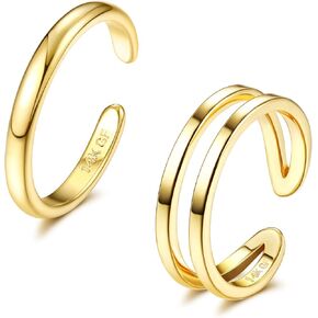IRONBOX 14K Gold Filled Toe Rings for Women Simple Open Band Toe Ring Adjustable Toe Rings
