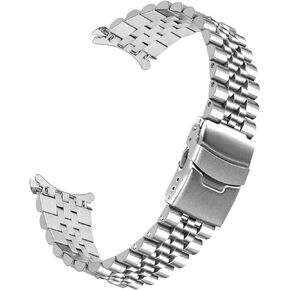 20mm 22mm Stainless Steel Curved End Watch Band Replacement Double FlipLock Buckle Metal Watch Strap Bracelet for Men Women