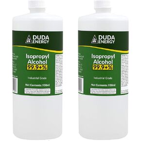 Duda Energy Bottle of Pure Isopropyl Industrial Grade IPA Concentrated Rubbing Alcohol, Clear, 32.12 Fl Oz