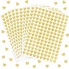 3000Pcs Heart Stickers Labels Valentine's Day Mini Heart Stickers Gold Glitter Love Self-Adhesive Labels for Greeting Cards Invitation Envelope Sealing Gift Wrapping