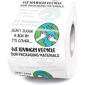 muminglong Cute Don't Judge A Box by Its Cover Small Business Stickers,Recycle Reused Box Stickers, Recycling Labels,Packaging Sticker, Package Stickers for Small Business, 500 PCS