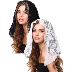 2 قطعة الحجاب الدانتيل مثلث الحجاب مانتيا غطاء الرأس مصلى الحجاب الدانتيل شال اللاتينية وشاح الحجاب الأسود للعروس والنساء in Kuwait