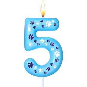 Birthday Number Candles Blue, Happy Birthday Candle for Cake, Number 5 Candle Cake Topper Decoration for Girls and Women Anniversary Celebrations Supplies