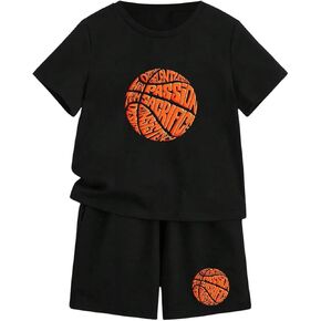 Floerns Toddler Boy's Two Piece Outfit Letter Print Tee Tops and Track Shorts Set