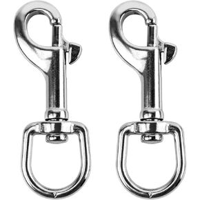 QWORK 3-1/2"Swivel Eye Bolt Snap Hook, 2Pcs, 316 Stainless Steel Single Ended Trigger Snap Clips for Diving/Pet Leash/Key Chain/Flag/Clothes Line