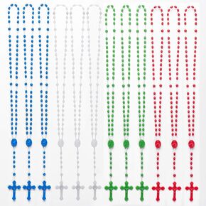 CHENXIN 100 Pack Plastic Rosary Beads, 17 Inch Assorted Color Pearlized Catholic Prayer Bead Bulk Rosaries