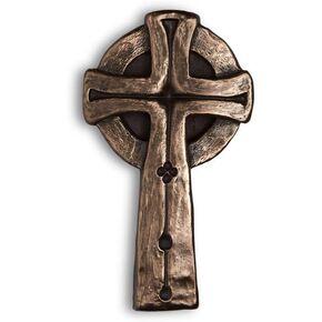 Briomhar Glendalough Large Celtic Cross for Wall - Irish Cross Resin Cast in Bronze Coating Made in Ireland