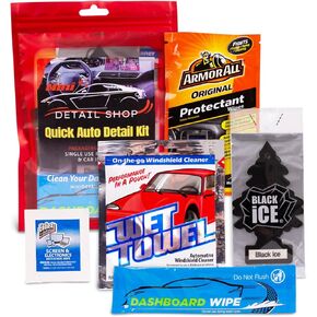 Car Dashboard Cleaning Kit | Interior Car Detailing Kit Includes Dashboard Cleaning Wipes, Dashboard Protectant Wipes, Electronic Screen Wipes, Glass Wipes, & Black Ice Air Freshener in Saudi Arabia