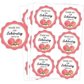 Top label Peach Thank You Stickers, 180 Pcs, 2 Inch, Multi Use, Perfect for Parties, Baby Showers, DIY, etc.