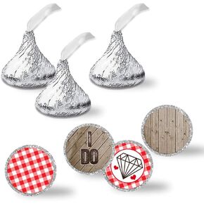 I Do BBQ Engagement Party Kiss Sticker Labels, 300 Party Circle Sticker sized 0.75" for Chocolate Drop Kisses by AmandaCreation, Great for Party Favors, Envelope Seals & Goodie Bags