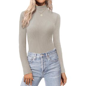 Zeagoo Women's Turtleneck Sweaters 2024 Fall Fitted Long Sleeve Pullover Sweater Ribbed Knit Basic Tops