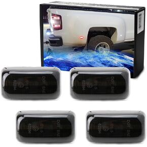 iJDMTOY Smoked Lens Amber/Red Full LED Dually Rear Fender Marker Lights Compatible with Chevy/GMC 2015-up 2500HD 3500HD Double Wheel Fender Bed, Powered by Total 60 LEDs