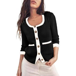 Womens 2024 Lightweight Knit Cardigan Sweaters Fall Long Sleeve Crewneck Open Front Button Down Outerwear Lady Jacket