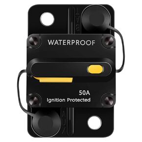 50 Amp Circuit Breaker with Manual Reset, Briidea 12V- 48VDC Waterproof Inline Fuse Inverter Surface Mount for RV Boat Marine Yacht Truck Trolling Motors