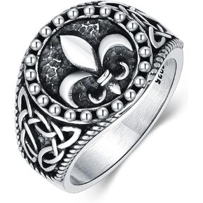 Fleur De Lis Ring for Men Vintage Sterling Silver Engagement Ring