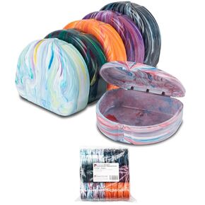 Designer Marbled Retainer Cases, Assorted Colors, 24 Pack