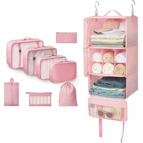 تقول GRANNY SAYS مجموعة أساسيات السفر الوردية، 8 مجموعات من مكعبات التعبئة ومكعبات تعبئة الرفوف المعلقة in Kuwait