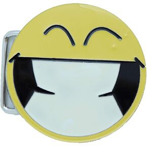 TFJ الرجال النساء الرجعية 80's حزام الموضة مشبك فضي معدن مستدير أصفر وجه مبتسم عيون in Kuwait