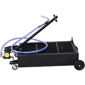 Portable Oil Drain Pan 25-Gallon Tank with Hand Pump - Low-Profile Oil Change Pan for Trucks, SUVs, and More - Lightweight Polypropylene Construction - Smooth Operation and Easy Movement
