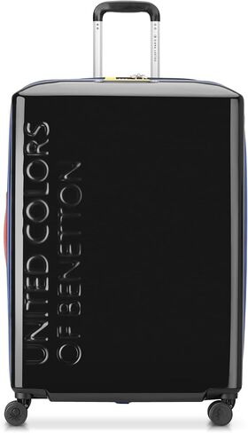 United Colors of Benetton United Hardside Luggage with Spinner Wheels, Black, Checked-Large 27 Inch in Saudi Arabia