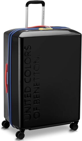 United Colors of Benetton United Hardside Luggage with Spinner Wheels, Black, Checked-Large 27 Inch in Saudi Arabia