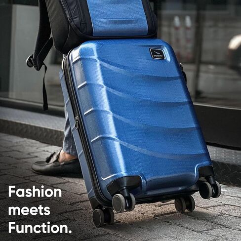 Premium Expandable Hardshell Carry on Luggage - 22x14x9 airline approved - International Travel Suitcase - Airtag Compatible - TSA Approved lock with USB Port (Blue) in Saudi Arabia