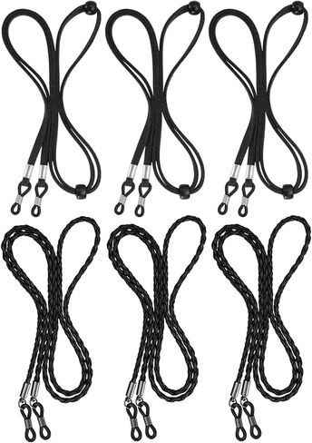 BILIONE 6 Pcs Eyeglasses Strap for Men & Women, Premium Leather Eye glasses Holders Around Neck, Dark Colors Glasses Chain in Kuwait
