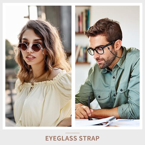 BILIONE 6 Pcs Eyeglasses Strap for Men & Women, Premium Leather Eye glasses Holders Around Neck, Dark Colors Glasses Chain in Kuwait